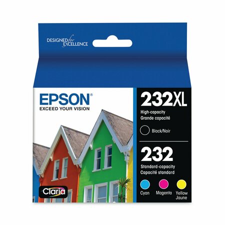 EPSON T232XL/T232 Claria Ink, 450/165 Page-Yield, Black/Cyan/Magenta/Yellow T232XLBCS